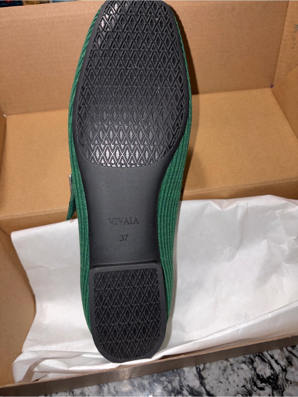 NWT! VIVAIA Women's Green Knit Mary Jane Flats with Buckle Strap - Picture 4 of 6